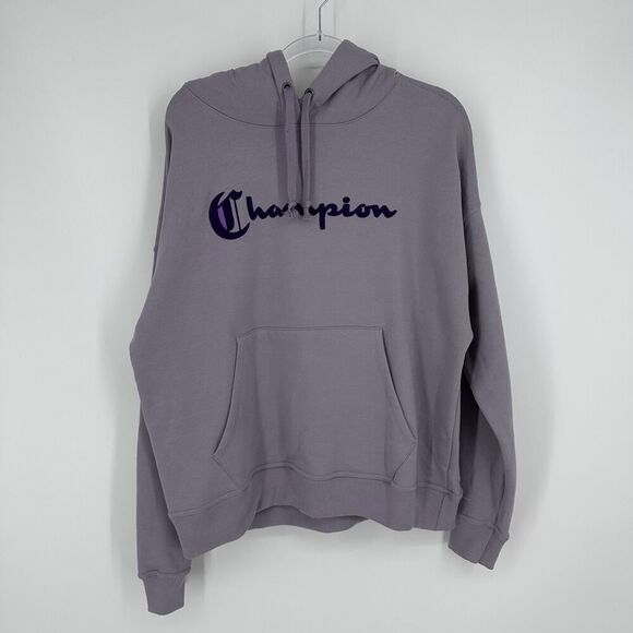 Champion Athletics Hoodie Old English Logo Felted Spellout Purple Size Large - Picture 3 of 9